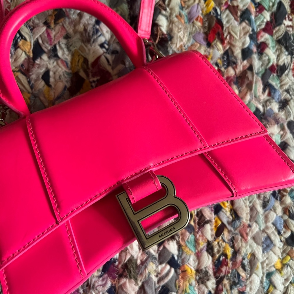 Hot Pink Balenciaga XS Hourglass Bag